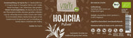 Vitanur Bio Hojicha Pulver 80g, braunes Etikett mit Bio-Siegel, japanischer grüner Tee, vegan, glutenfrei.