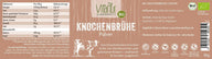 Vitanur Bio Knochenbrühe Pulver 150g Verpackung, Nährwerttabelle, Rinder-Illustration, Bio-Siegel