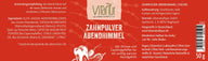Vitanur Zahnpulver Abendhimmel Verpackung, rote Etikette mit Zitrone und Cayennepfeffer, 50g