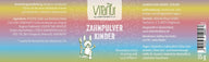 Vitanur Zahnpulver Kinder Verpackung, buntes Design, Hase mit Zahnbürste, 35g, zuckerfrei, vegan