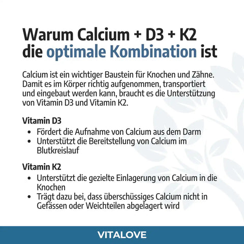 Calcium + D3 & K2 Kapseln – 120 Kapseln
