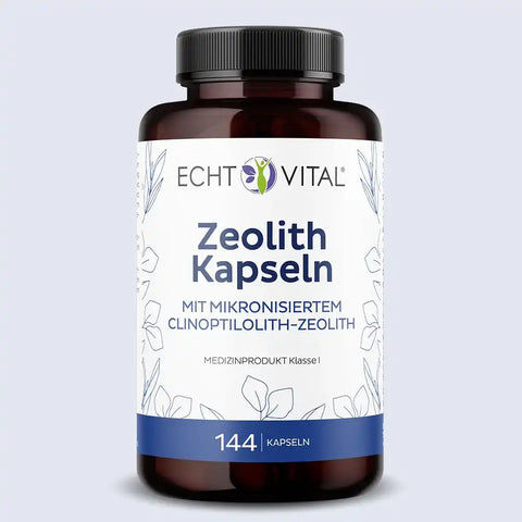 Echt Vital Zeolith Kapseln braune Dose 144 Kapseln Clinoptilolith-Zeolith freigestellt