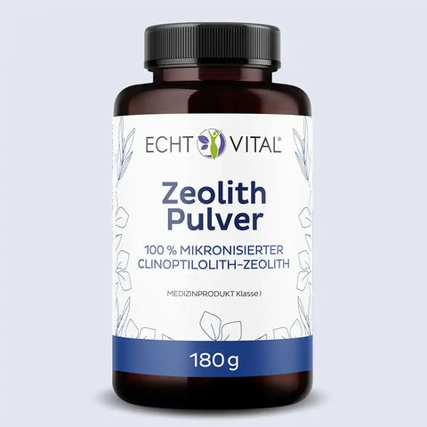 Echt Vital Zeolith Pulver 180g braune Dose, 100% mikronisierter Klinoptilolith-Zeolith