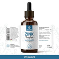Etikett der VITALOVE Zink Tropfen mit Zinksulfat