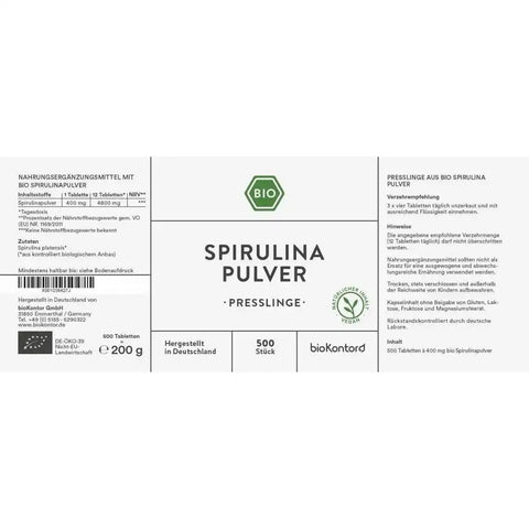 Bio Spirulina Presslinge - vegan - VITALOVE - Naturprodukte