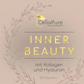 CellaPure INNER BEAUTY Etikett, Nahrungsergänzung mit Kollagen, Hyaluron, Vitaminen, 180 Kapseln