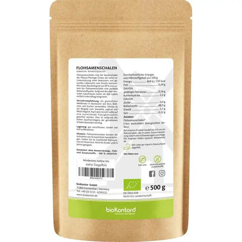 Bio Flohsamenschalen gemahlen 99% - VITALOVE - Naturprodukte
