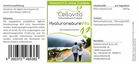 Hyaluronsäure Vita 180 Kapseln im Glas - VITALOVE - Naturprodukte