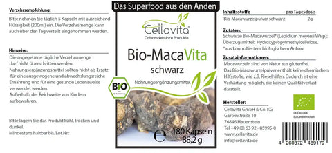 Bio-Maca Schwarz Kapseln (Vita) - VITALOVE - Naturprodukte