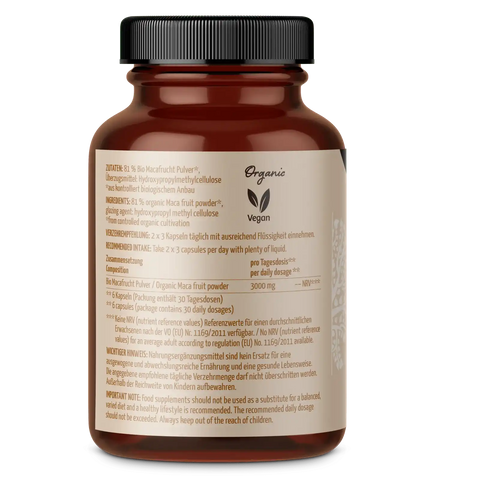Maca Kapseln Bio (180 Kapseln) - VITALOVE - Naturprodukte