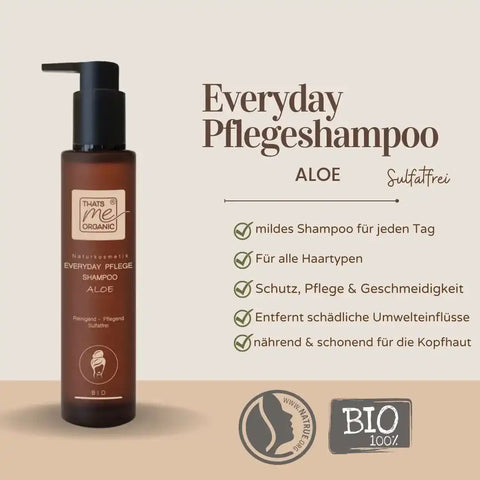 Bio Everyday Pflegeshampoo Aloe, braune Flasche, sulfatfrei, für alle Haartypen