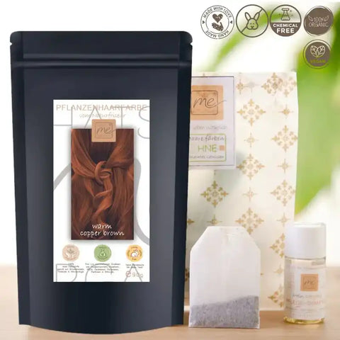 Profi-Pflanzenhaarfarbe SET warmes Kupfer-Braun "warm copper brown"