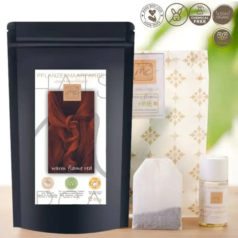 Kit colorazione vegetale professionale "rosso fiamma caldo"