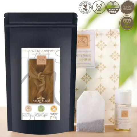 Profi-Pflanzenhaarfarbe SET warmes Honig-Blond "warm honey blond"