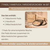 Set Inhalt mit Pads Handtuch und Wäschesäckchen
