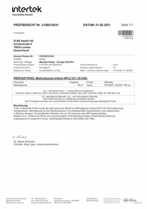 Manuka Honig 140g mit MGO 400+ - VITALOVE - Naturprodukte