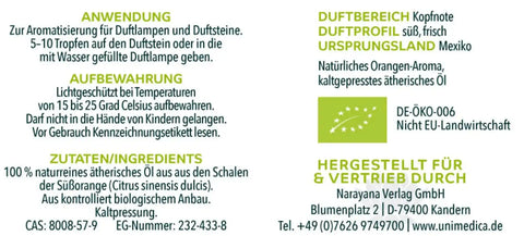 Bio Orange süss - natürliches ätherisches Öl - 10 ml - VITALOVE - Naturprodukte